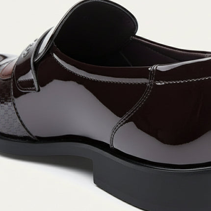 Men’s Penny Loafers with Panel Detail and Low Block Heel