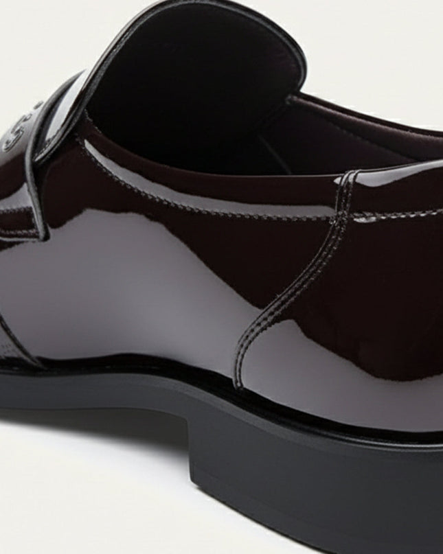 Men’s Penny Loafers with Panel Detail and Low Block Heel