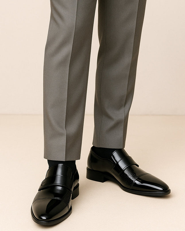 Men’s Penny Loafers with Panel Detail and Low Block Heel