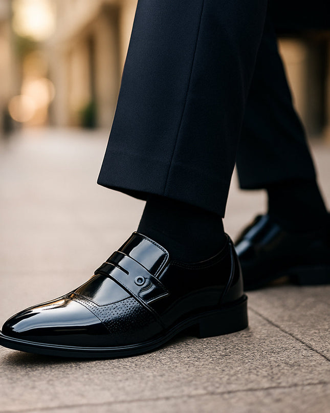 Men’s Penny Loafers with Panel Detail and Low Block Heel