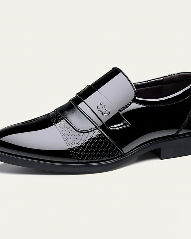 Men’s Penny Loafers with Panel Detail and Low Block Heel