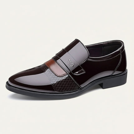 Men’s Penny Loafers with Panel Detail and Low Block Heel