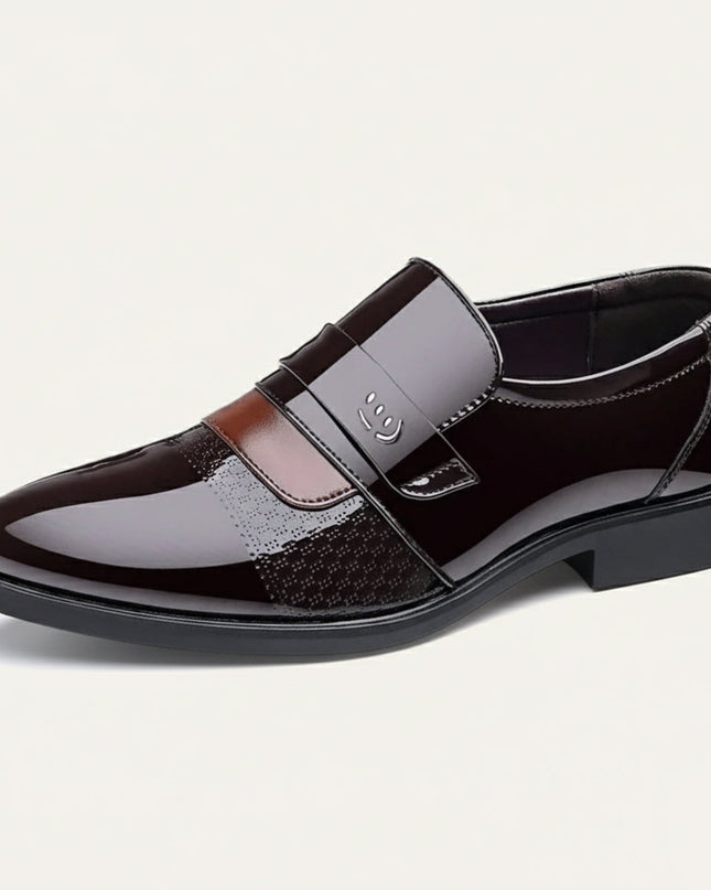 Men’s Penny Loafers with Panel Detail and Low Block Heel