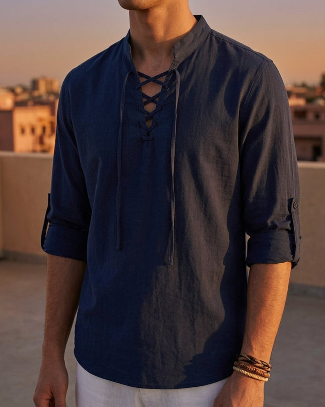 Men’s Relaxed Lace Up Shirt