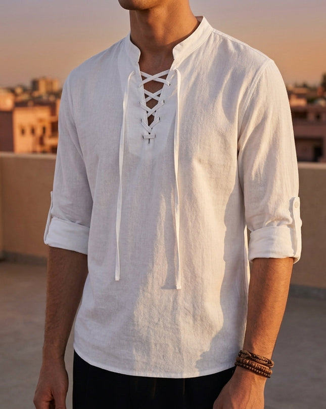Men’s Relaxed Lace Up Shirt