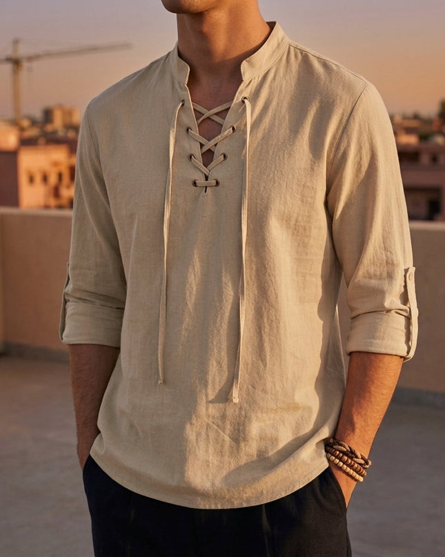 Men’s Relaxed Lace Up Shirt