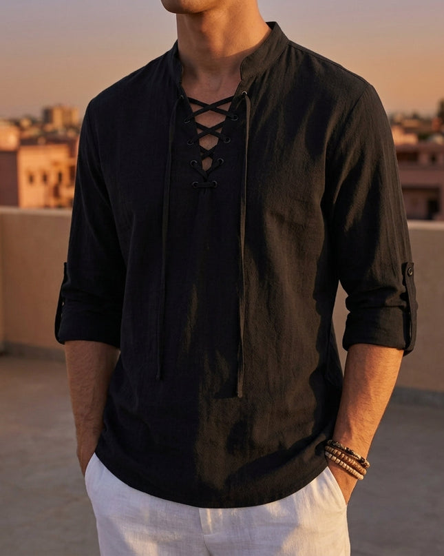 Men’s Relaxed Lace Up Shirt
