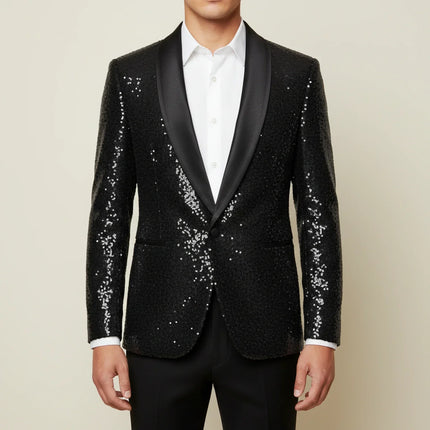 Men’s Sequin Shawl Lapel Blazer