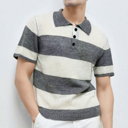 Men’s Short Sleeve Knitted Polo Shirt Solid Color