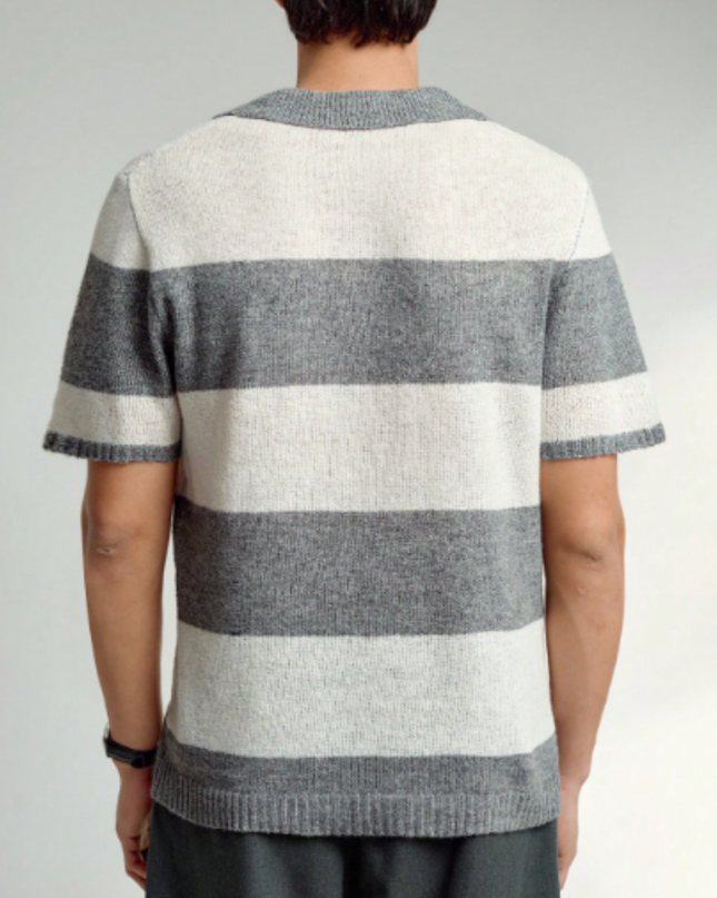 Men’s Short Sleeve Knitted Polo Shirt Solid Color
