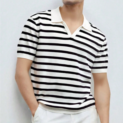 Men’s Short Sleeve Knitted Polo Shirt Solid Color