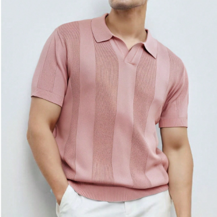 Men’s Short Sleeve Knitted Polo Shirt Solid Color