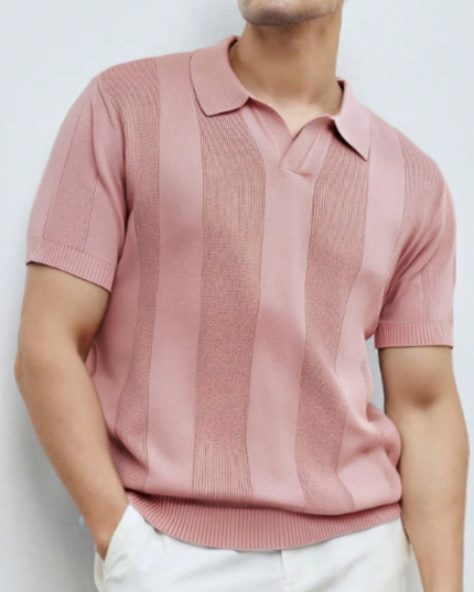 Men’s Short Sleeve Knitted Polo Shirt Solid Color