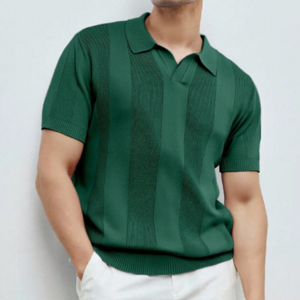 Men’s Short Sleeve Knitted Polo Shirt Solid Color