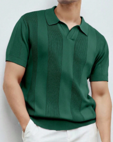 Men’s Short Sleeve Knitted Polo Shirt Solid Color