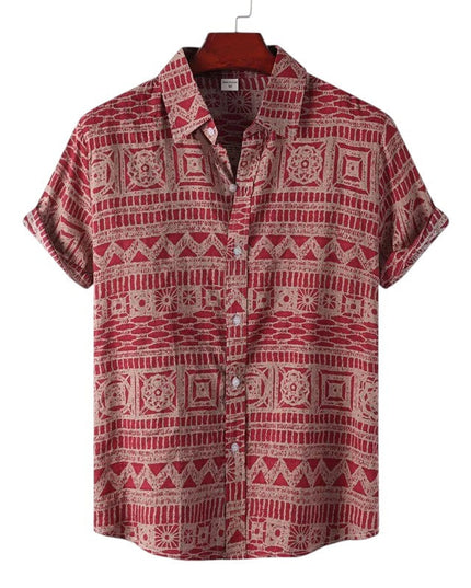 Men’s Short Sleeve Pattern Shirt – Button-Up Collared Top