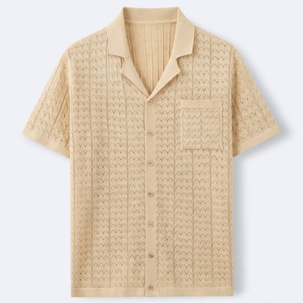Men’s Short Sleeve Shirt – Button-Up with Pattern & Chest Pocket