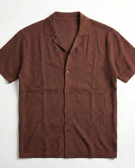 Men’s Short Sleeve Shirt – Open Collar Button-Up