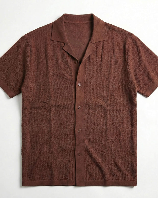 Men’s Short Sleeve Shirt – Open Collar Button-Up