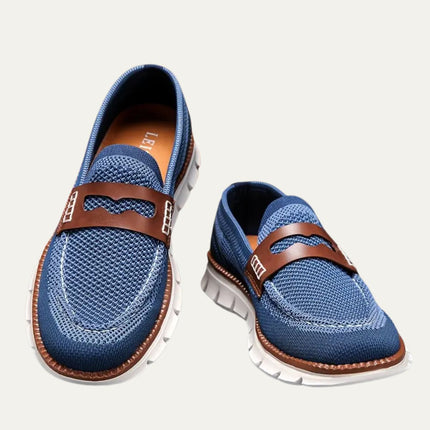 Men’s Slip-On Loafers with Mesh Upper and Contrast Strap