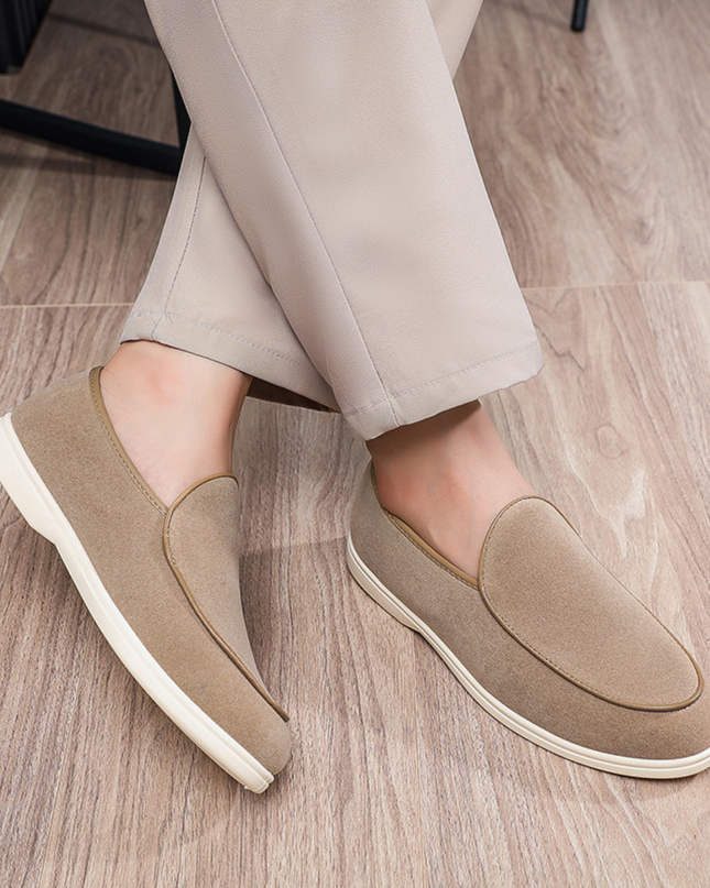 Men’s Slip-On Loafers with Rounded Toe and Flat Sole