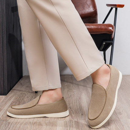 Men’s Slip-On Loafers with Rounded Toe and Flat Sole