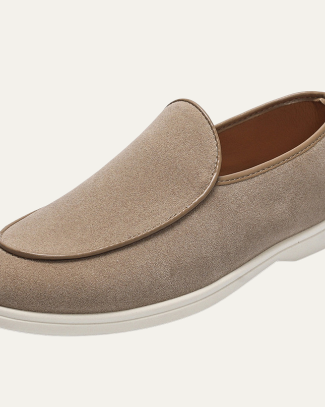 Men’s Slip-On Loafers with Rounded Toe and Flat Sole