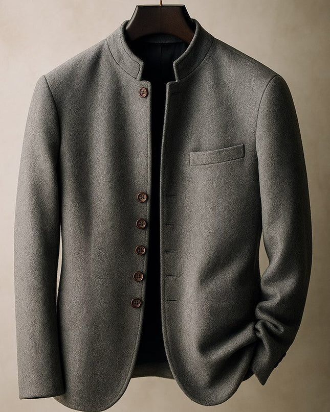 Men’s Stand Collar Button-Front Blazer