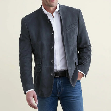 Men’s Stand Collar Button-Up Blazer