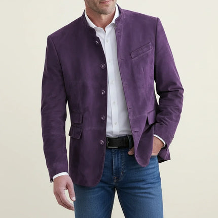 Men’s Stand Collar Button-Up Blazer