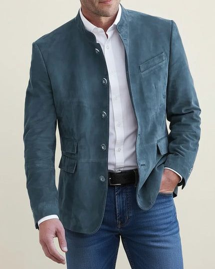 Men’s Stand Collar Button-Up Blazer