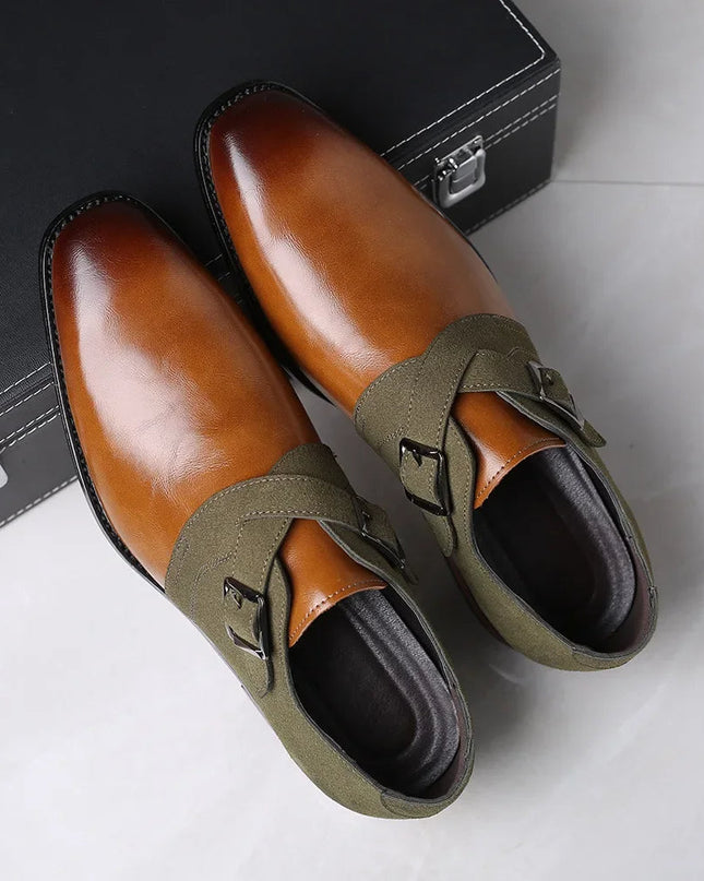Men’s Strap Detail Pointed Toe Loafers