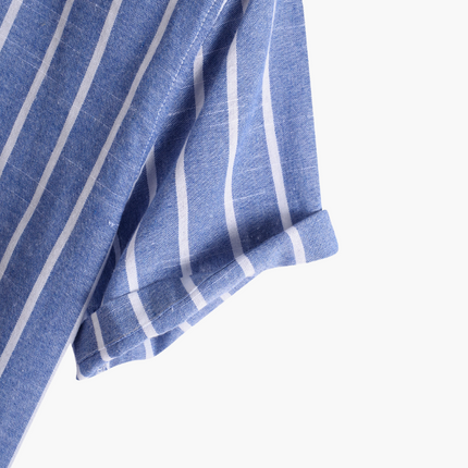 Men’s Striped Band Collar Shirt