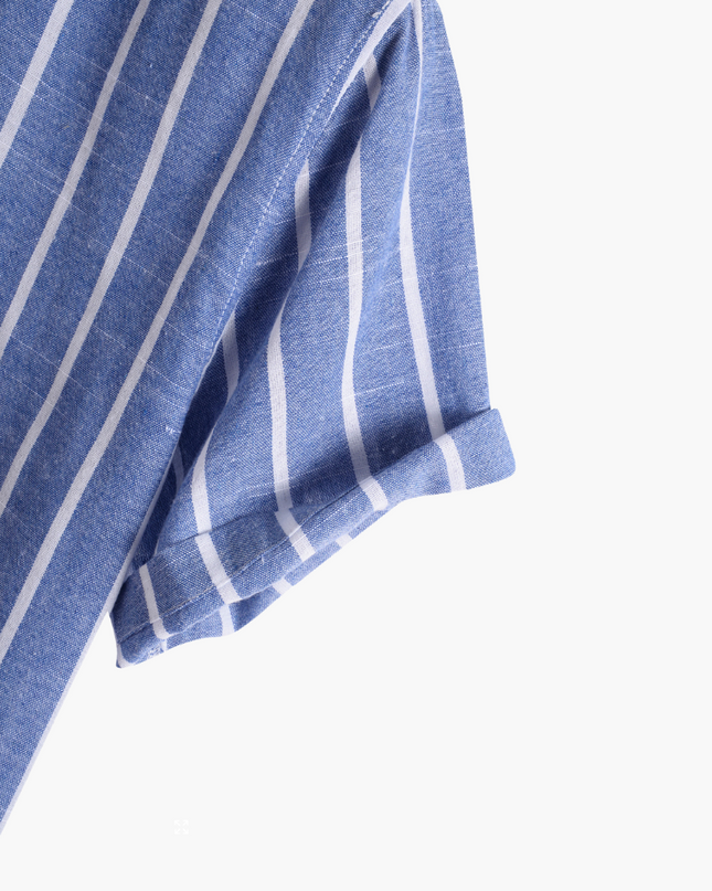 Men’s Striped Band Collar Shirt