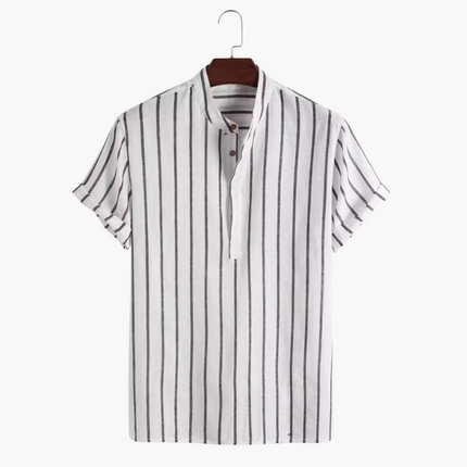 Men’s Striped Band Collar Shirt