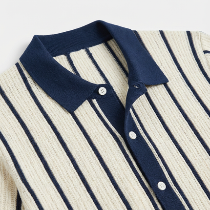 Men’s Striped Knit Button Polo