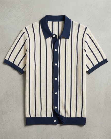 Men’s Striped Knit Button Polo
