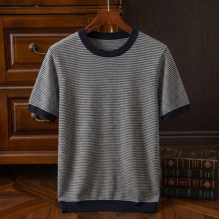 Men’s Striped Knit Polo Shirt