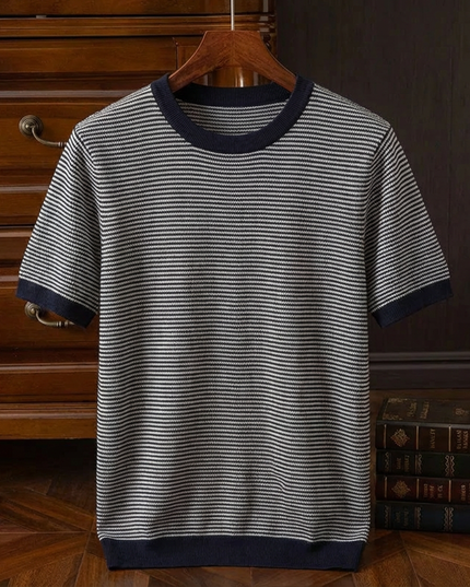 Men’s Striped Knit Polo Shirt