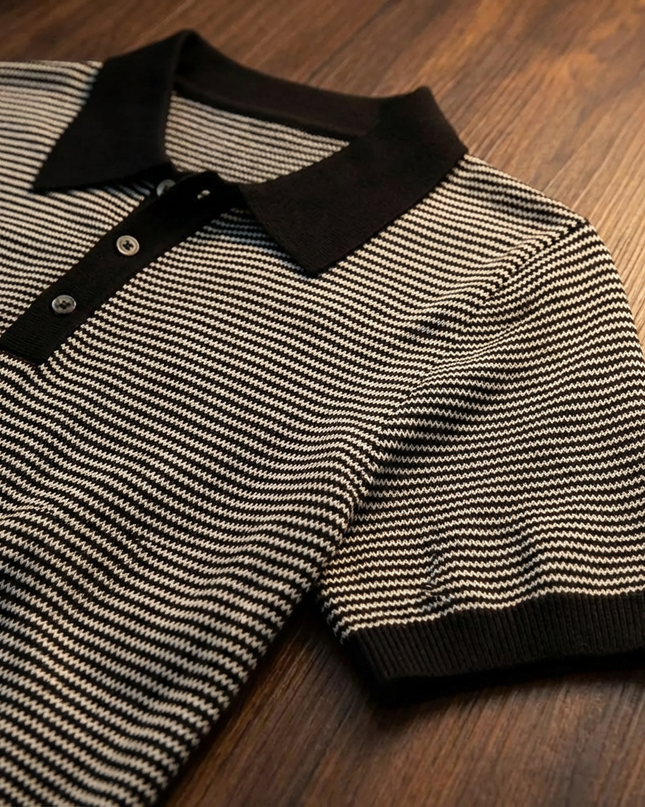 Men’s Striped Knit Polo Shirt