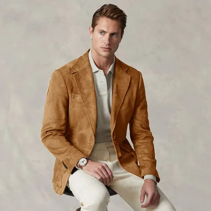 Men’s Suede Notched Lapel Blazer