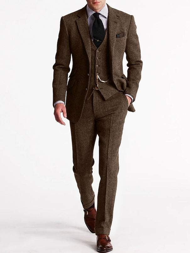 Men’s Three-Piece Textured Suit Set