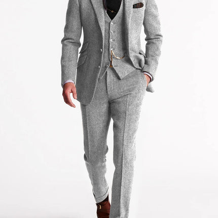 Men’s Three-Piece Textured Suit Set