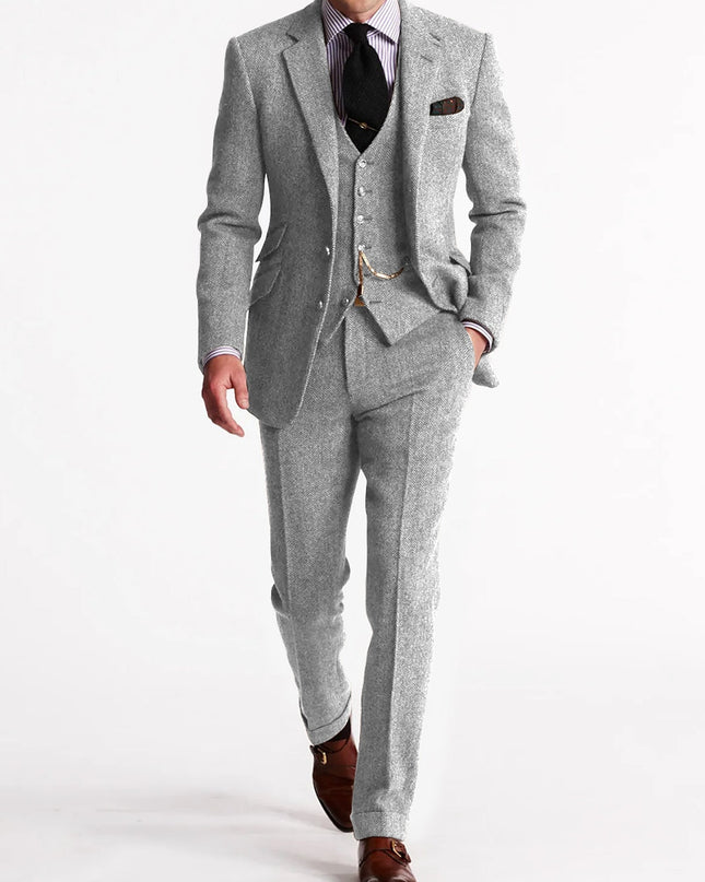 Men’s Three-Piece Textured Suit Set