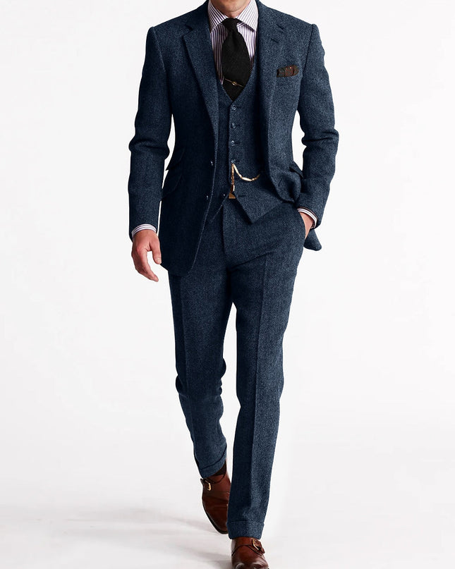 Men’s Three-Piece Textured Suit Set