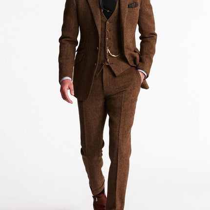 Men’s Three-Piece Textured Suit Set