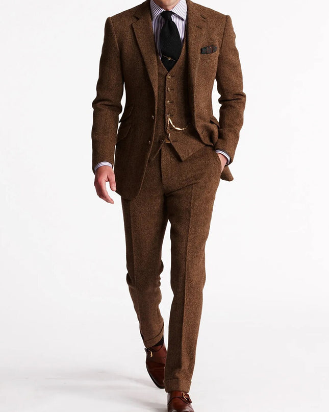 Men’s Three-Piece Textured Suit Set