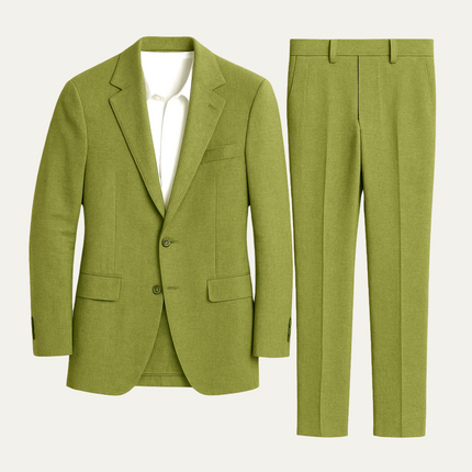 Men’s Two-Piece Suit Set with Notch Lapel and Slim Trousers