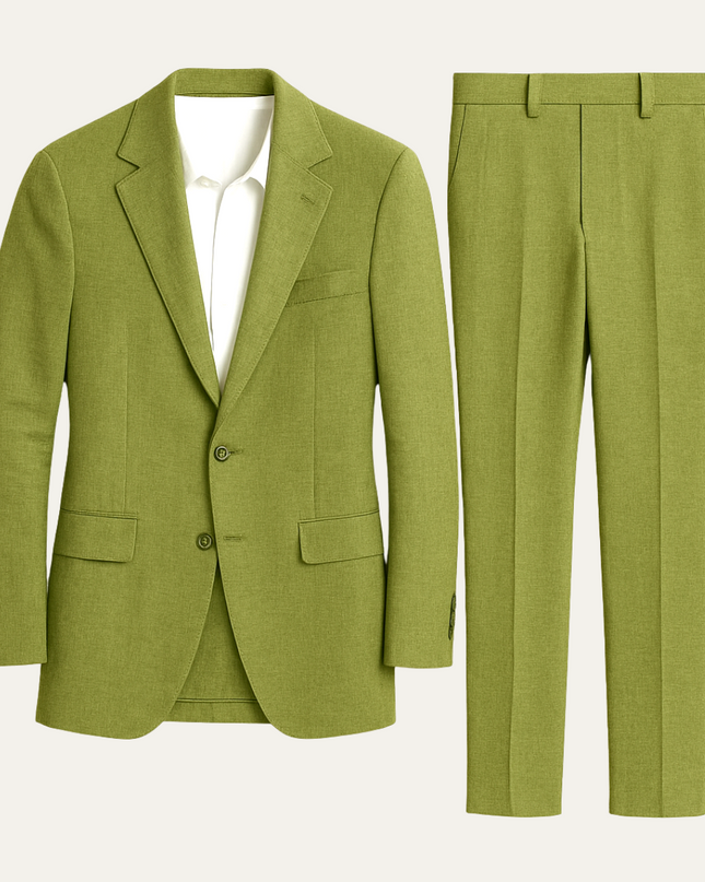 Men’s Two-Piece Suit Set with Notch Lapel and Slim Trousers