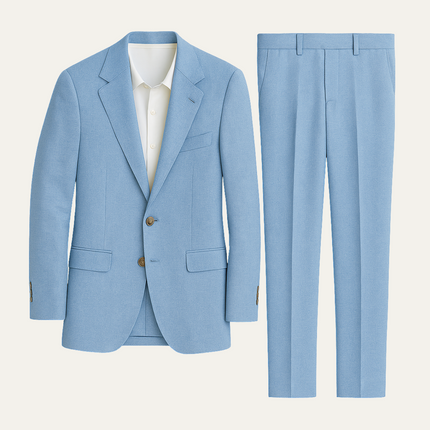 Men’s Two-Piece Suit Set with Notch Lapel and Slim Trousers